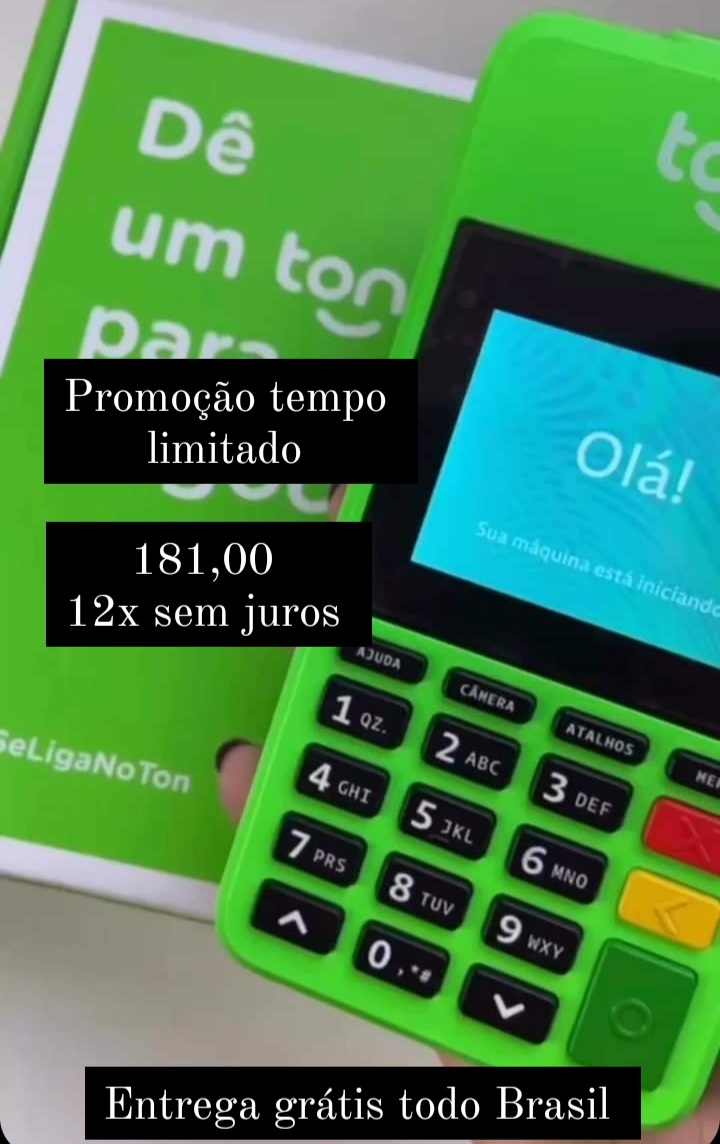 Maquininha de cartão Ton T1 e T2 comprando você tem direito a uma nova sem custo caso quebre,ou dê defeito promoção até 15 de Janeiro estamos com menores taxas