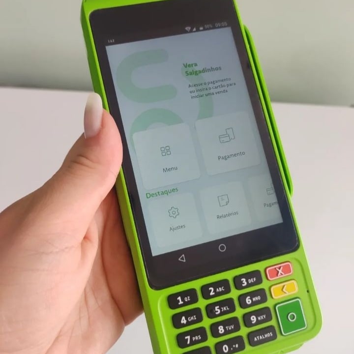 Maquininha de cartão Ton T3 smart com 2 baterias/Qrcode e touch-screen. Reposição de bombinhas grátis/sem mensalidade e sem aluguel com 0,79 %de taxa no débito e crédito.