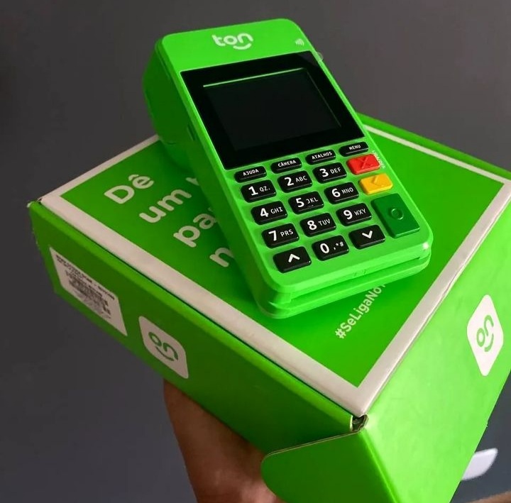 Maquininha de cartão Ton T3 smart com 2 baterias/Qrcode e touch-screen. Reposição de bombinhas grátis/sem mensalidade e sem aluguel com 0,85 %de taxa no débito e crédito.