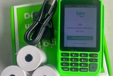 Maquininha de cartão Ton T3 com Reposição de bombinhas grátis com promoção de 0% de taxa no débito e crédito sem mensalidade e sem aluguel com entrega grátis todo Brasil